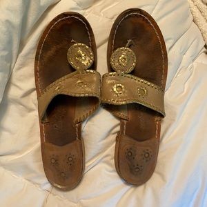 Jack Rogers gold Navajo sandals